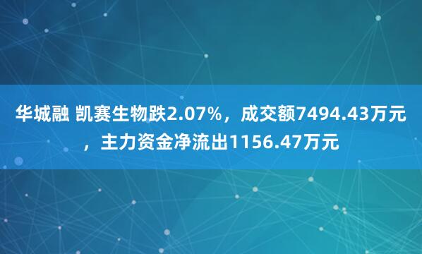 华城融 凯赛生物跌2.07%，成交额7494.43万元，主力资金净流出1156.47万元
